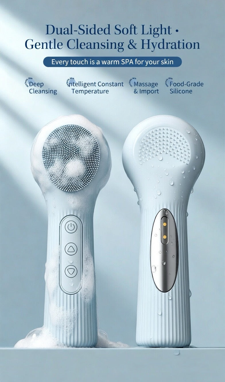 2-in-1 Heated Silicone Facial Cleansing Brush