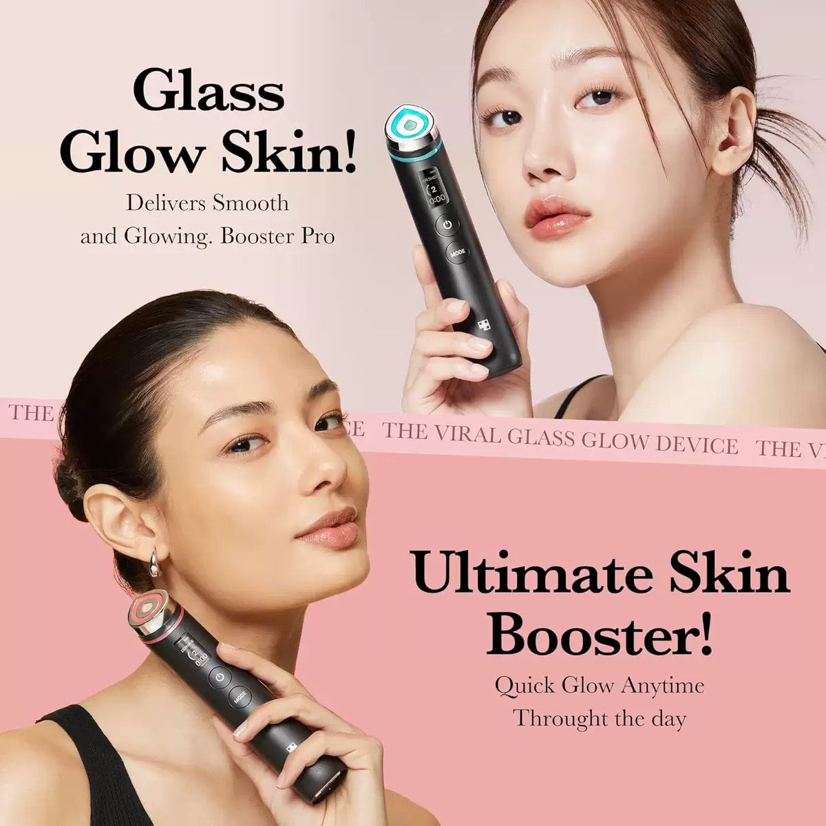 For Clear, Radiant, EMS Lifting & Firming Phototherapy Skin Rejuvenation 6-in-1 Real Glass Glow Beauty Massager