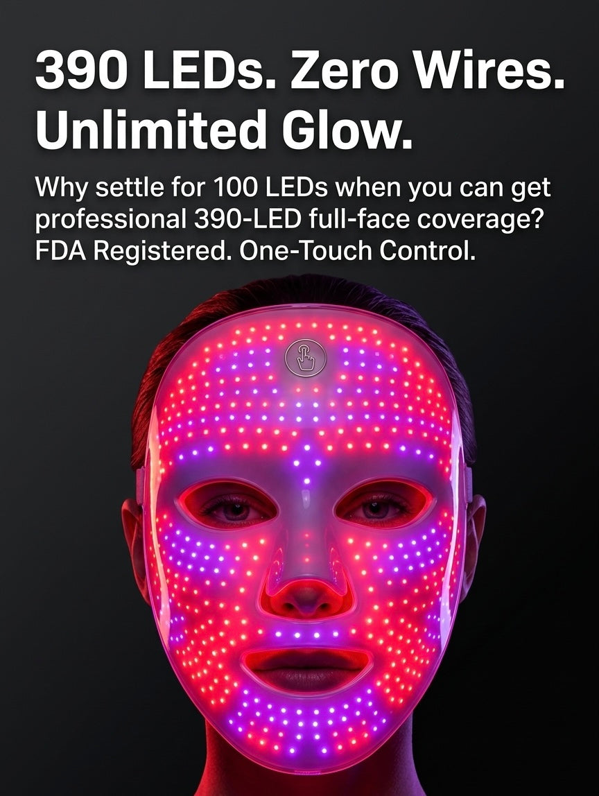 7 Color LED Light Therapy Face Mask - 390 LEDs Professional Skin Rejuvenation | Anti-Aging & Acne Treatment