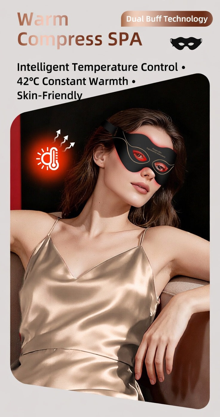 8-Color LED Photon Eye Mask for Dark Circles & Wrinkles  Red Light Therapy Skin Rejuvenation Device with Warm Compress, At-Home SPA